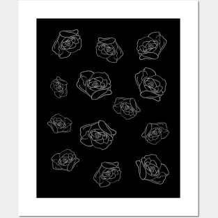 Blooming roses | rose petals | Black-and-white Posters and Art